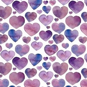 Watercolor Hearts (V1, White)