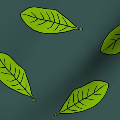 large and small leaves on olive green (big)