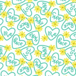 Yellow Flowers and Hearts