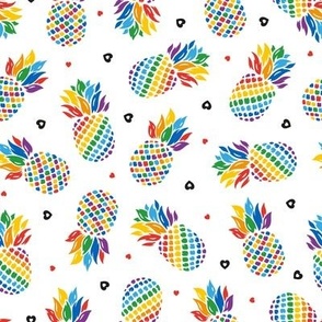 Rainbow Pineapples on White