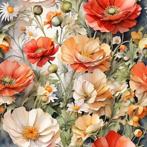 Pastel Poppies and Daisies