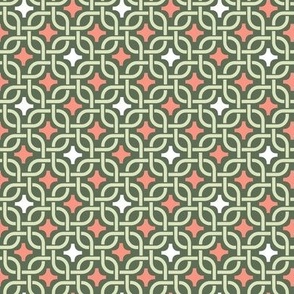 (S) Intertwined ornaments geometric orange grove green