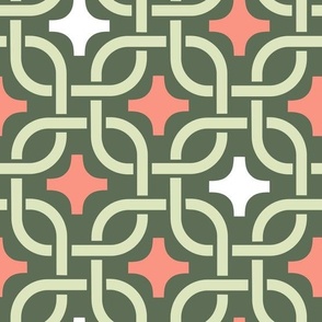 (L) Intertwined ornaments geometric orange grove green