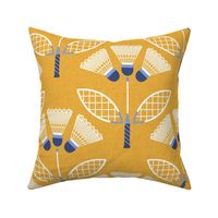 (L) Vintage Badminton ball flowers retro sports collection yellow