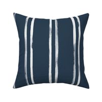 Large Watercolor Painterly Stripes in Dulux Lexicon Quarter White with Snap-Shot Navy Blue Background