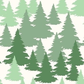 Forest christmas trees on light background