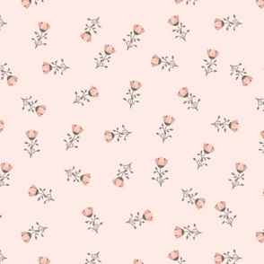 Sweet Tumbling Florals, Pink Background