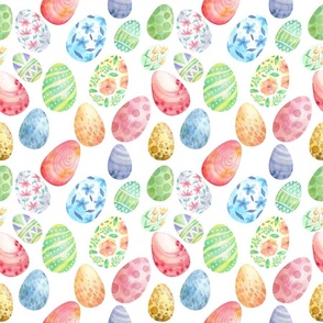 Watercolor Easter Eggs on white