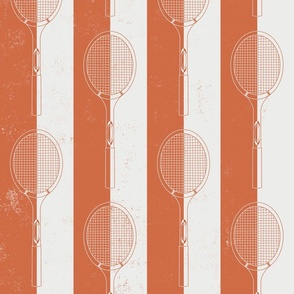 Vintage Tennis Rackets and Stripes - Red