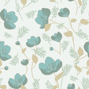 Buttercup floral pattern	blue gray