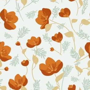 Buttercup floral pattern red brown