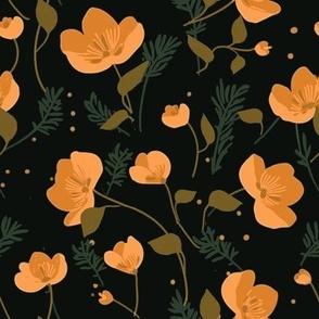 Buttercup floral pattern pink black