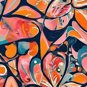 abstract pop art peach flowers