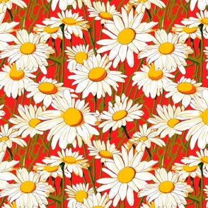 pop art daisies in red white and yellow