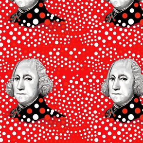 red white and black polka dot portrait of president george washington