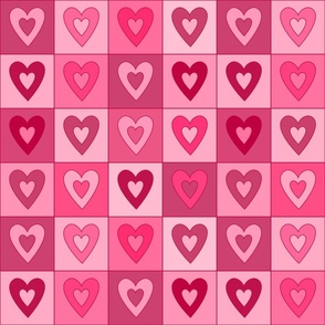 Pink hearts in pink squares