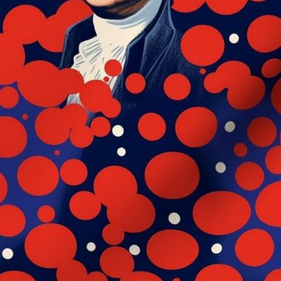 portrait of president george washington in red and blue polka dots