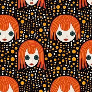 polka dot portrait of a creepy gothic anime girl