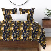 egyptian pharaoh king in gold and navy black