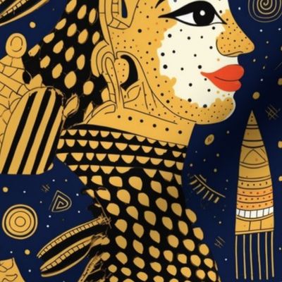 egyptian pharaoh king in gold and navy black