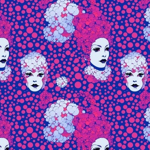 polka dot geometric pop art queen in purple and pink