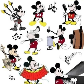 Mickey musicien sur fond blanc 