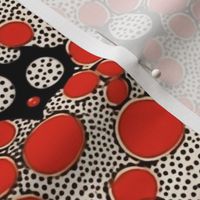 Polka dot geometric pop art medieval queen in red and black