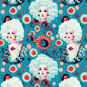 psychedelic surreal portrait of french queen marie antoinette