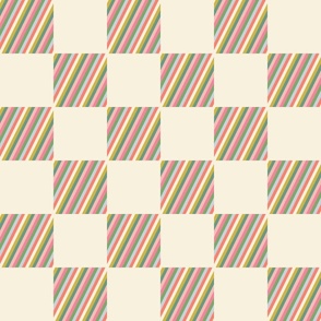 Rainbow Stripes Checkerboard Checks - 3x3 squares - 6x6 repeat