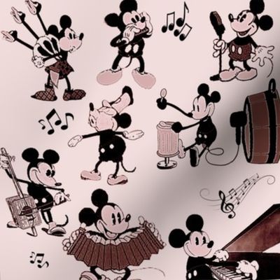 Mickey musicien en noir et rose