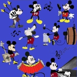 Mickey musicien sur fond bleu outremer