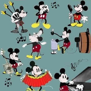 Mickey musicien sur fond caramel