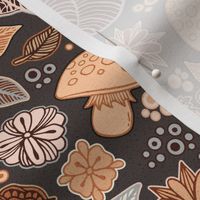 Hand Drawn Snails Leaves and Flowers Pattern with Texture