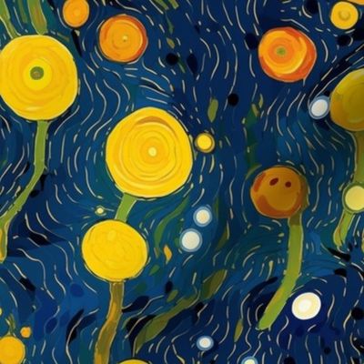 lollipops in a starry night sky inspired by vincent van gogh