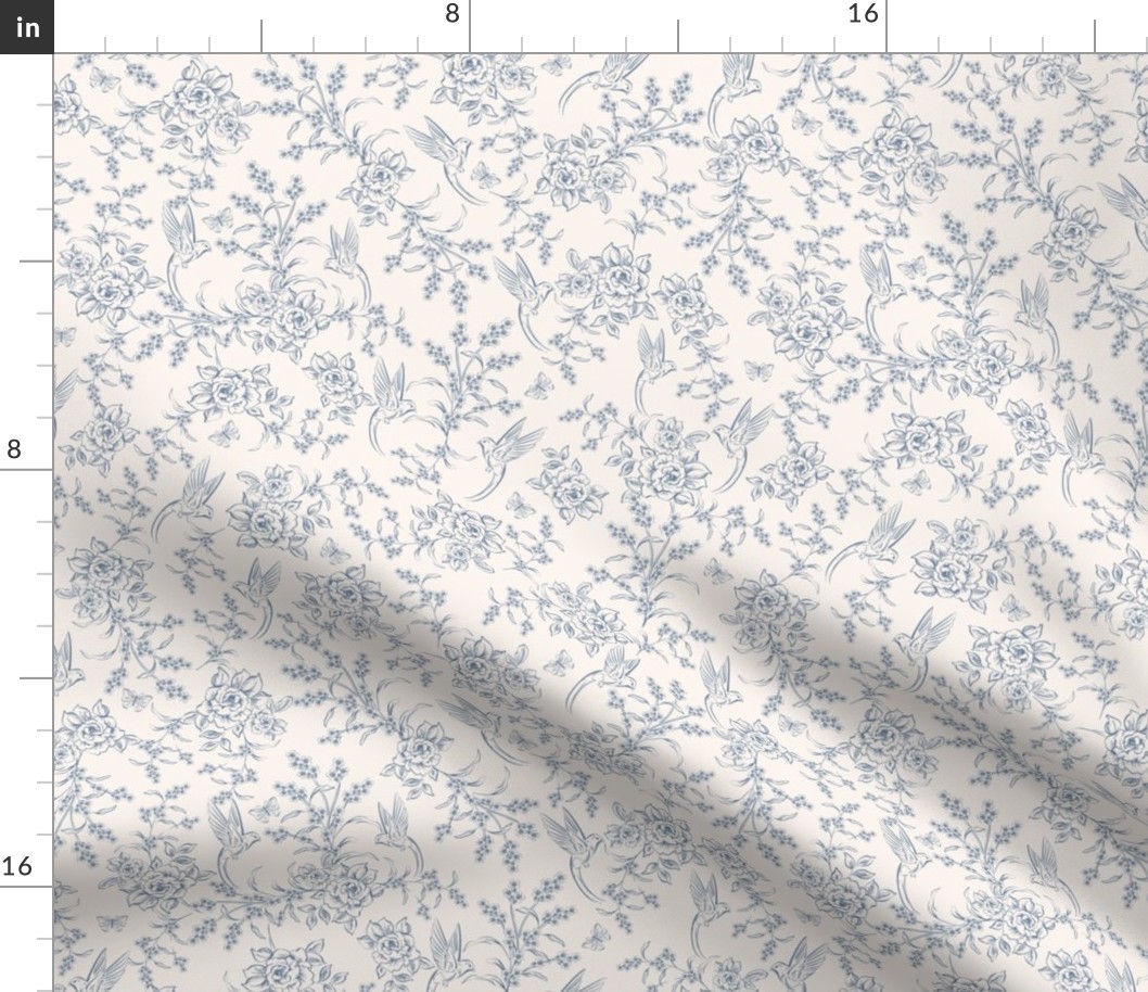 Birds and Flowers Blue and Cream_SMALL