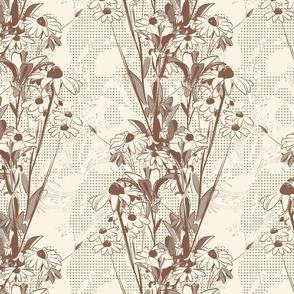 Illustrated Botanical Stripe - Pattern Clash - Soft Neutrals