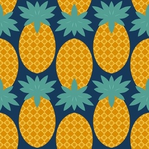 Pineapples - Navy Blue