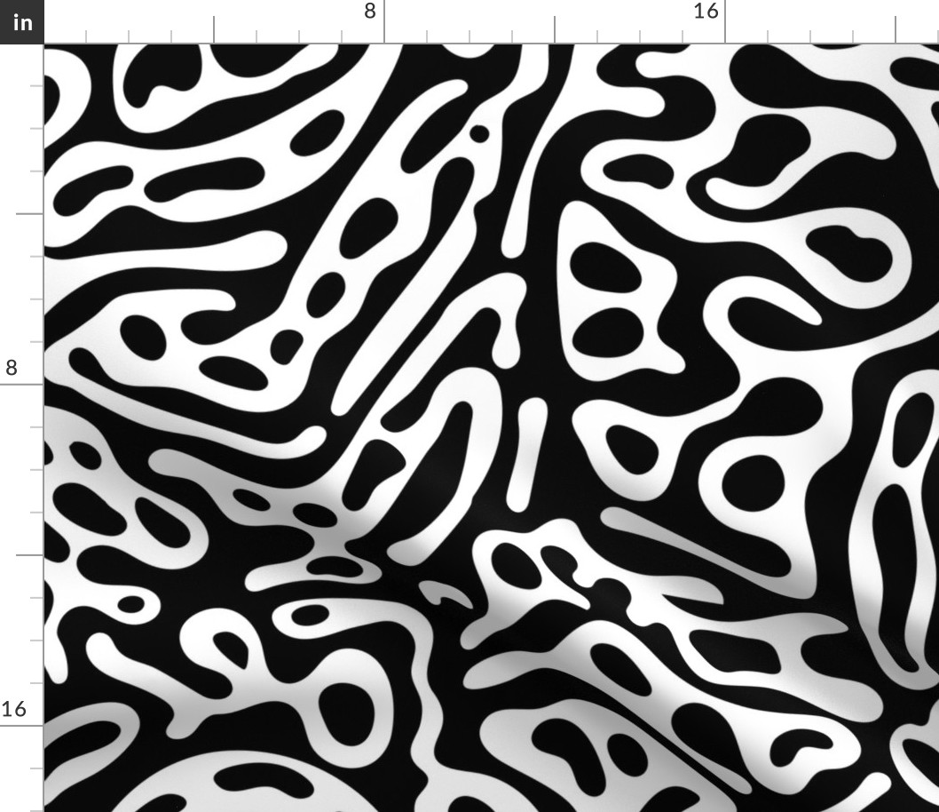 Organic abstract white blobs on black backround