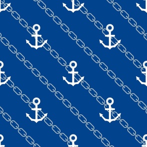 Sea Anchor on Blue Striped Background