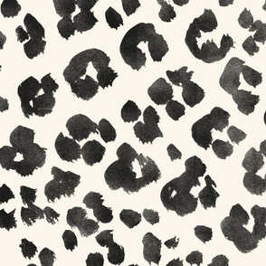 Large Hand Painted Black Leopard Spots on Cream 