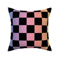Jumbo Checkerboard Rainbow Gradient and Black Checkers Checked Multicolored Squares