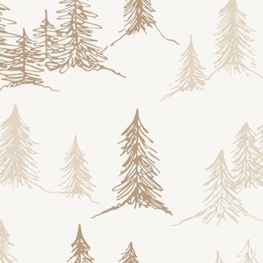 Serene  Forest - Brown and Beige - Large Scale