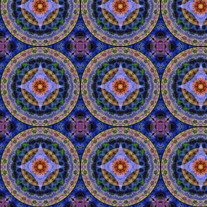 Blue Yellow Green Ornate Circle Star Mandala