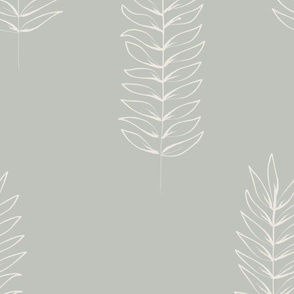 JUMBO Long Branches - comfort gray_ marshmallow white - large scale hand drawn inky leaves