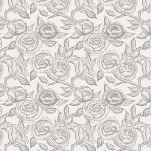 Vintage Modern Trailing Floral in Soft Taupe Beige and Ivory.