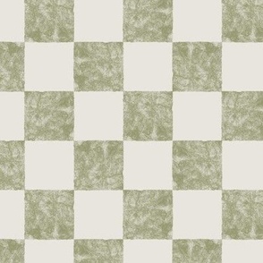 Textured prairie check in moss green. Small scale