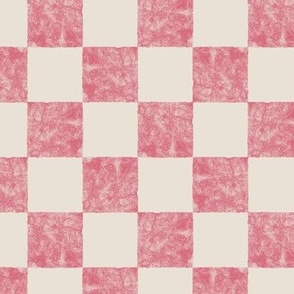 Textured prairie check in rose blush. Small scale