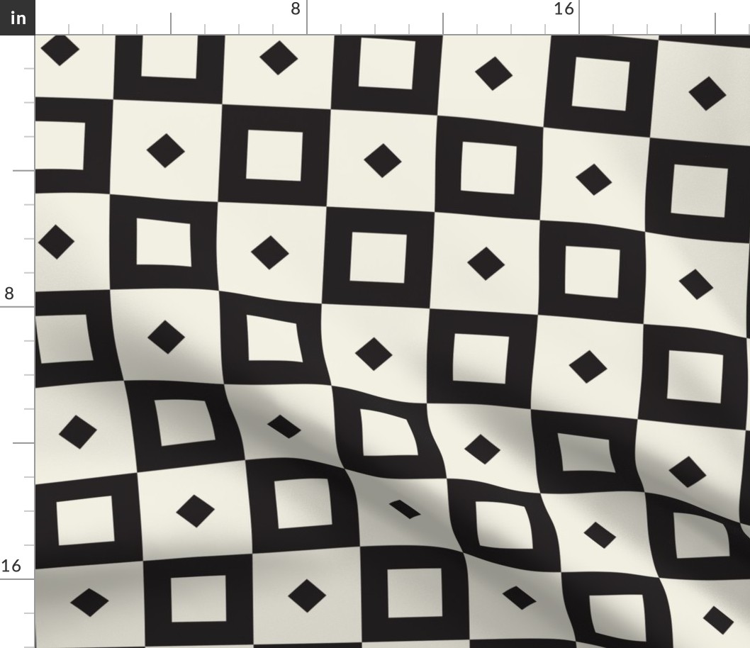 Bauhaus Checkered Geo | Ivory & Black | X-Large