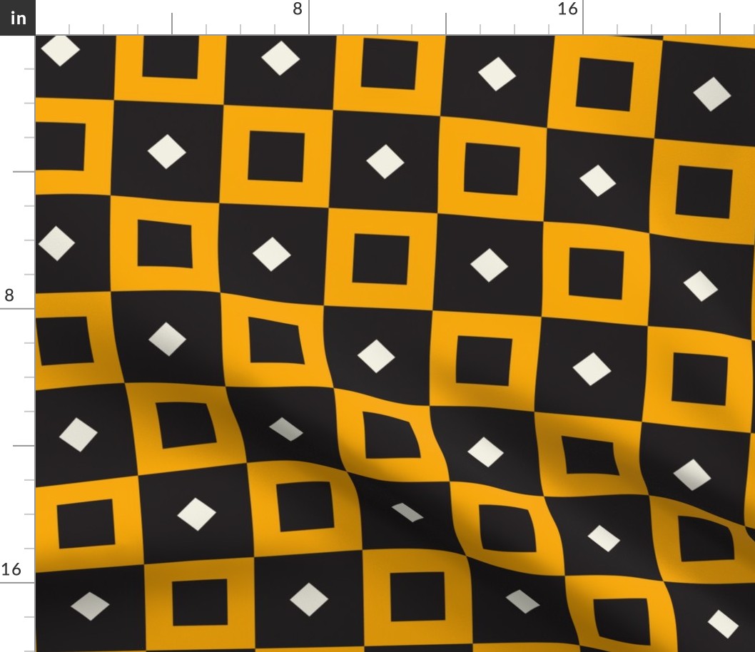 Bauhaus Checkered Geo | Black & Yellow | X-Large