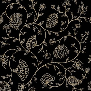 Black and Gold block print Indian floral.